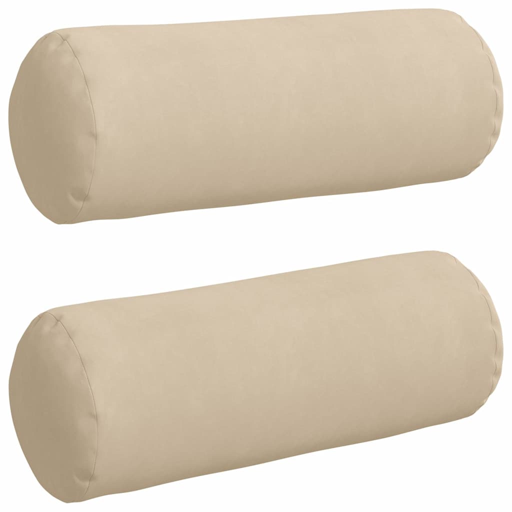 Bolster Pillows 2 pcs Cream Ø 25 x 70 cm Microfibre Fabric