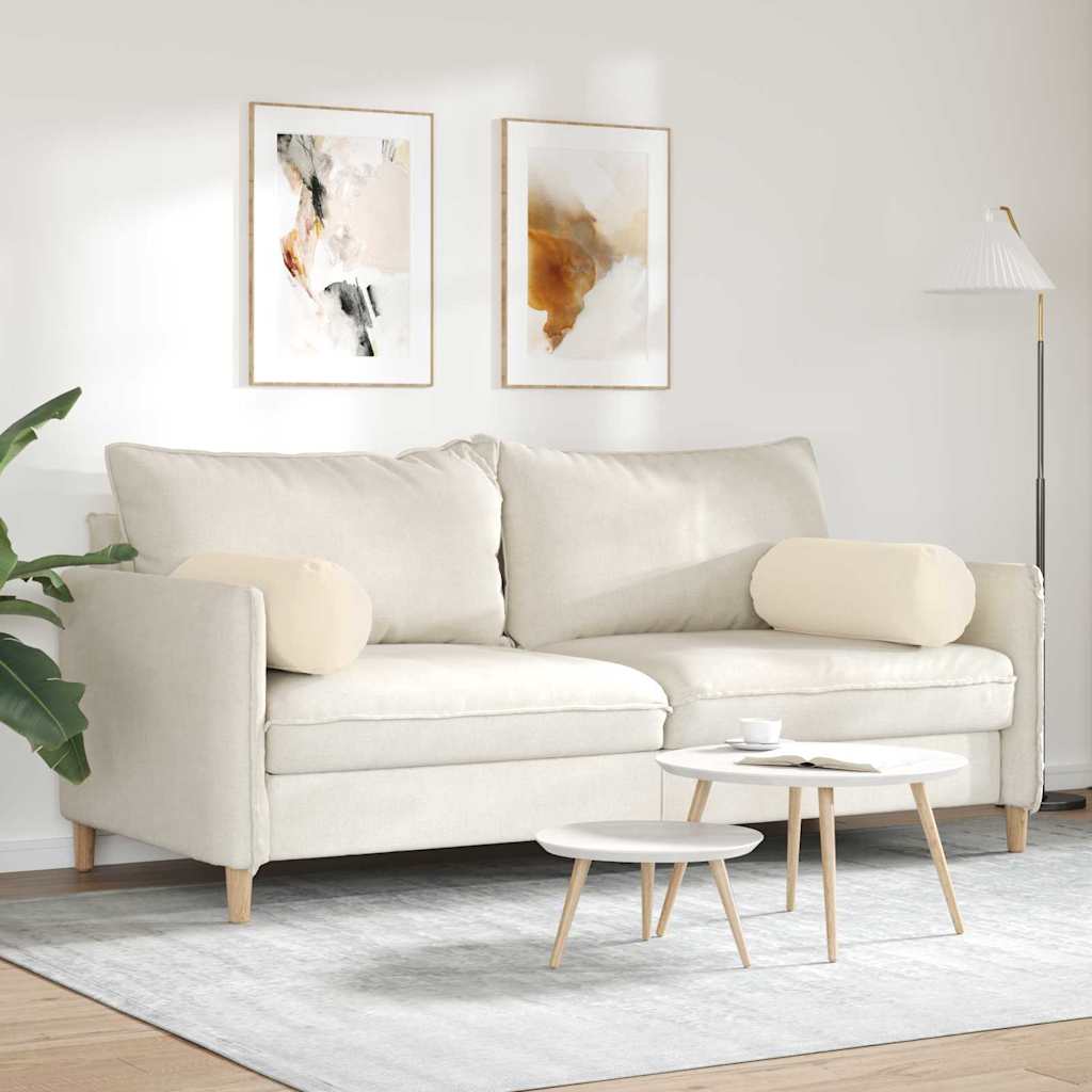 Bolster Pillows 2 pcs Beige Ø 25 x 70 cm Microfibre Fabric