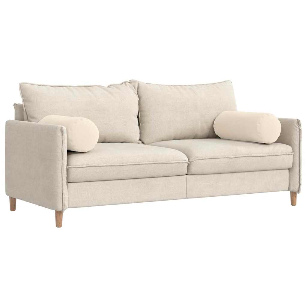 Bolster Pillows 2 pcs Beige Ø 25 x 70 cm Microfibre Fabric