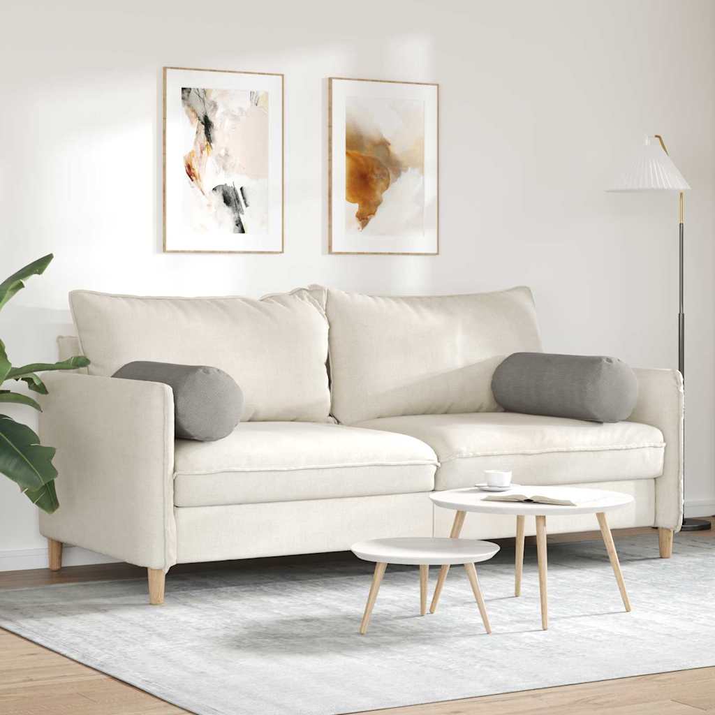 Bolster Pillows 2 pcs Light Grey Ø 25 x 70 cm Corduroy Fabric