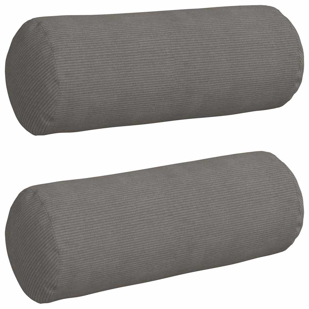Bolster Pillows 2 pcs Light Grey Ø 25 x 70 cm Corduroy Fabric