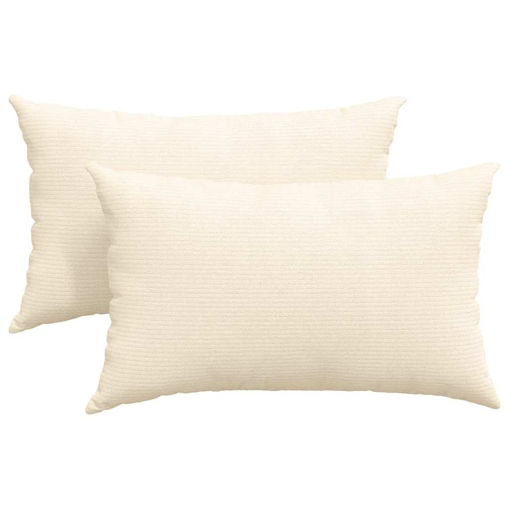 Sofa Pillows 2 pcs Cream 50 x 30 cm Corduroy Fabric