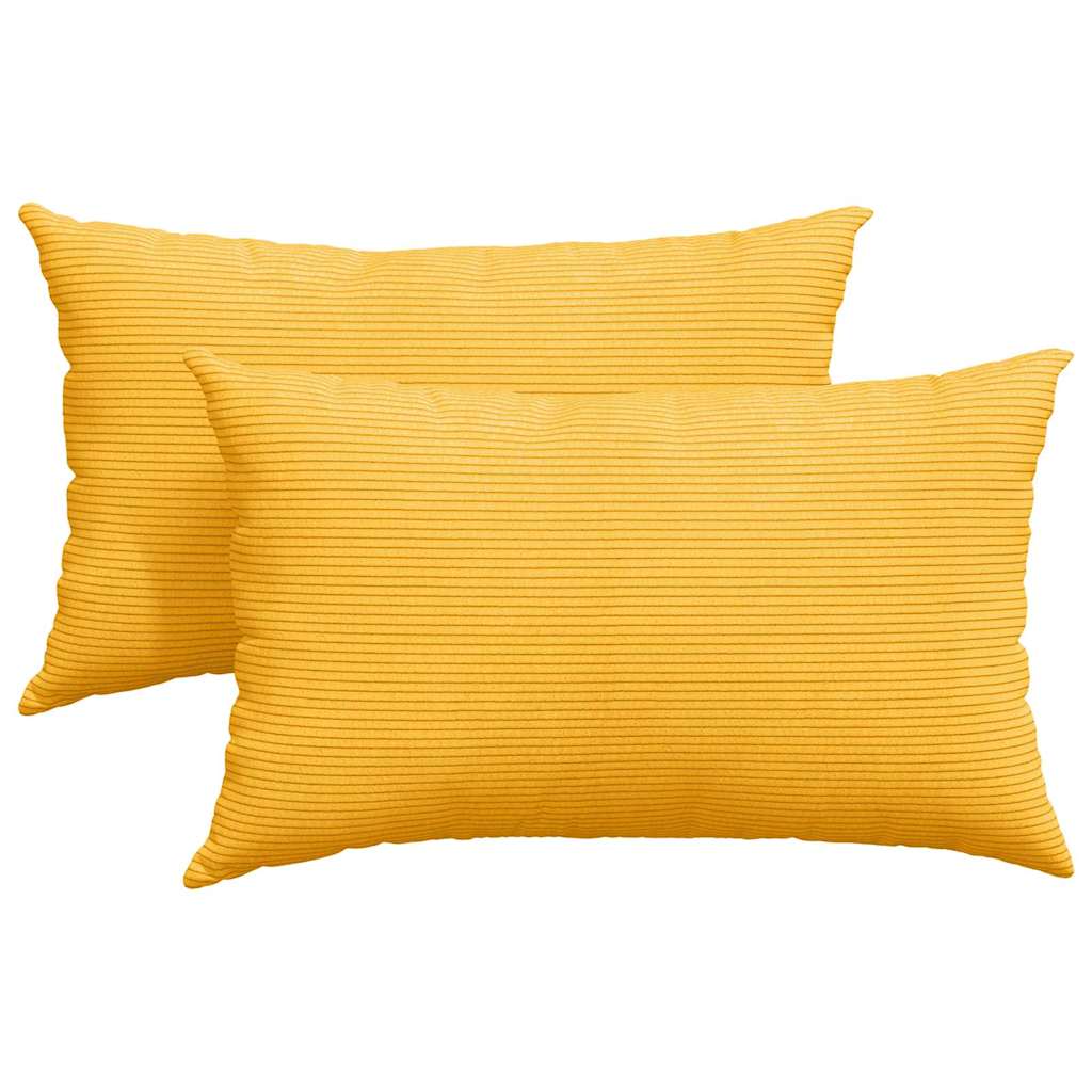 Sofa Pillows 2 pcs Light Yellow 50 x 30 cm Corduroy Fabric