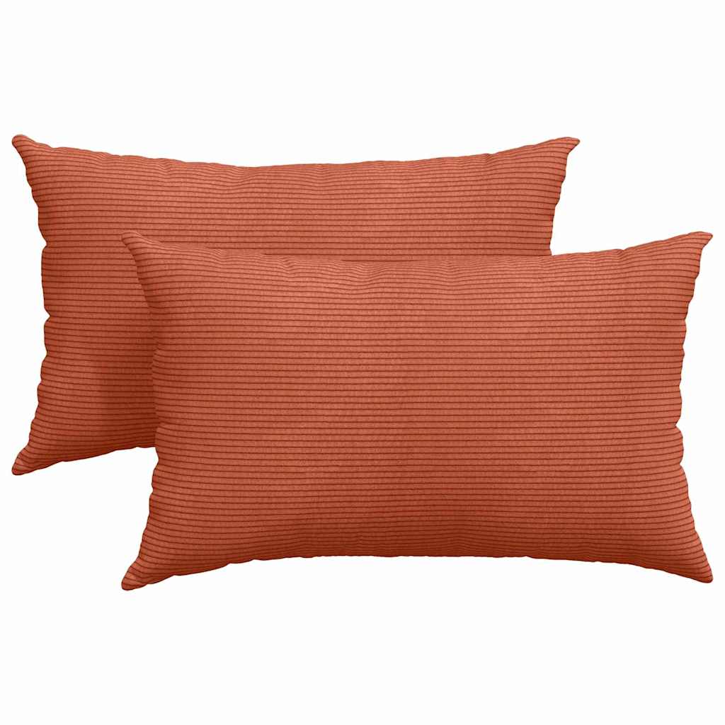Sofa Pillows 2 pcs Red Orange 50 x 30 cm Corduroy Fabric