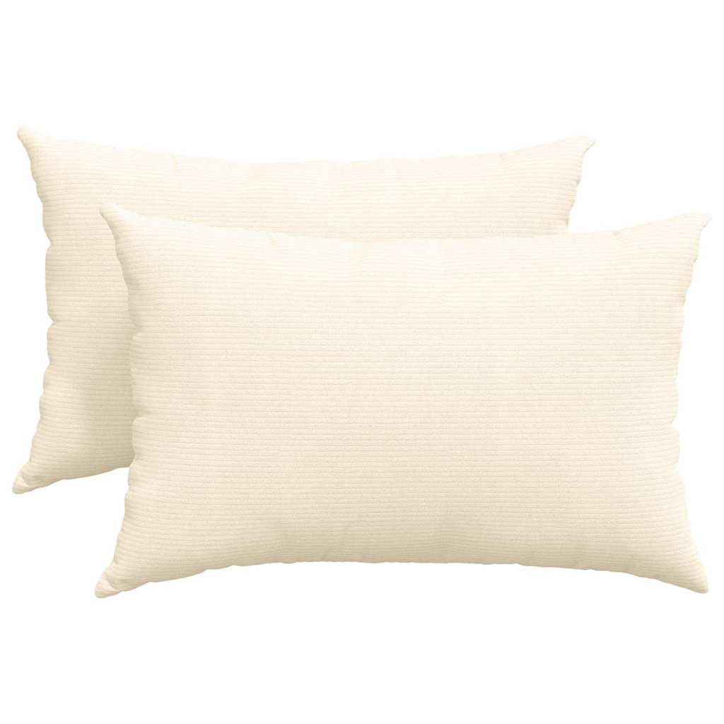 Sofa Pillows 2 pcs Cream 60 x 40 cm Corduroy Fabric