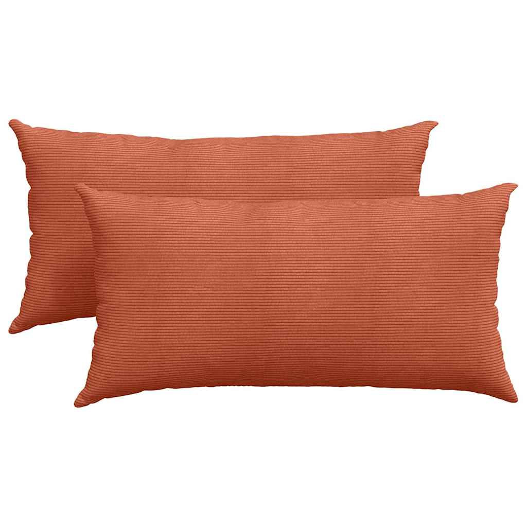 Sofa Pillows 2 pcs Red Orange 80 x 40 cm Corduroy Fabric