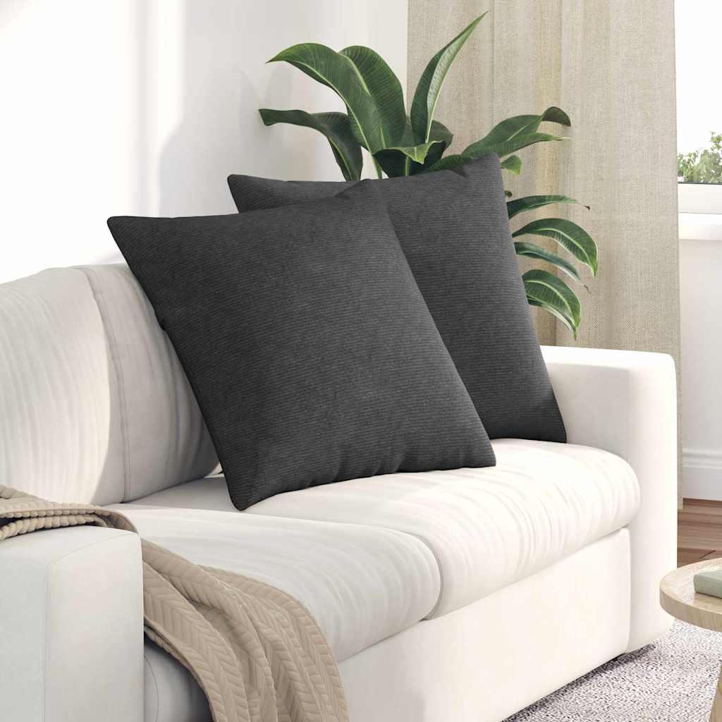 Sofa Pillows 2 pcs Dark Grey 60 x 60 cm Corduroy Fabric