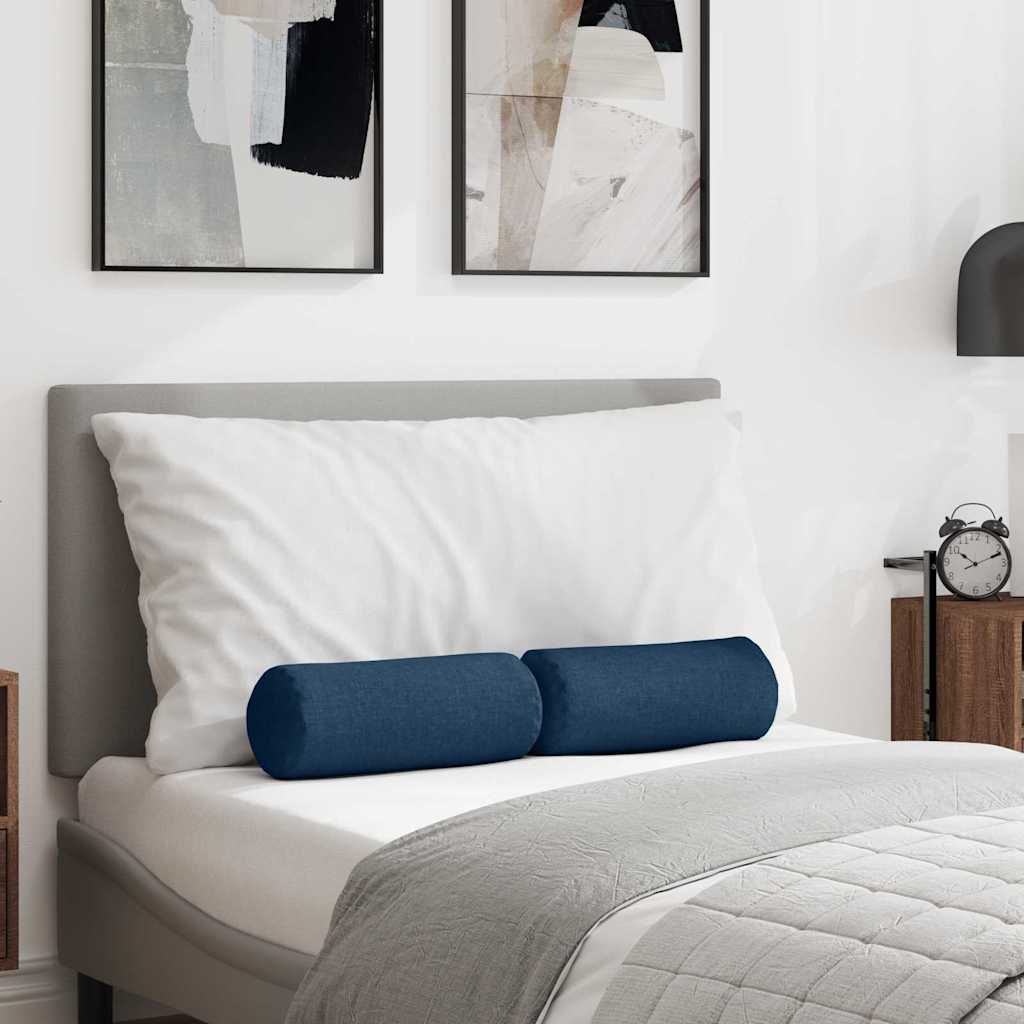 Bolster Pillows 2 pcs Blue Ø 15 x 40 cm Fabric