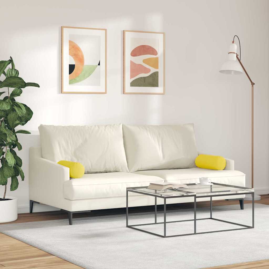 Bolster Pillows 2 pcs Light Yellow Ø 15 x 40 cm Fabric