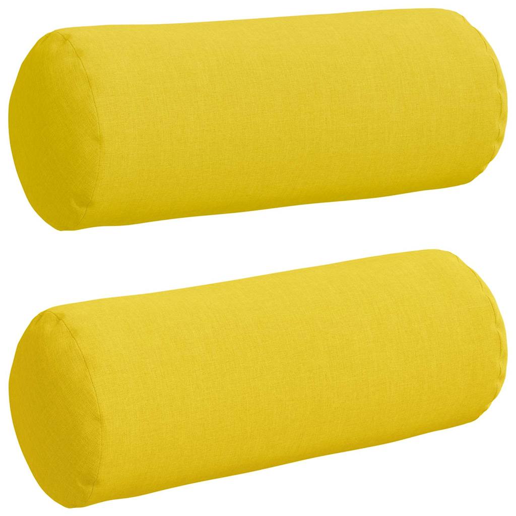 Bolster Pillows 2 pcs Light Yellow Ø 15 x 40 cm Fabric
