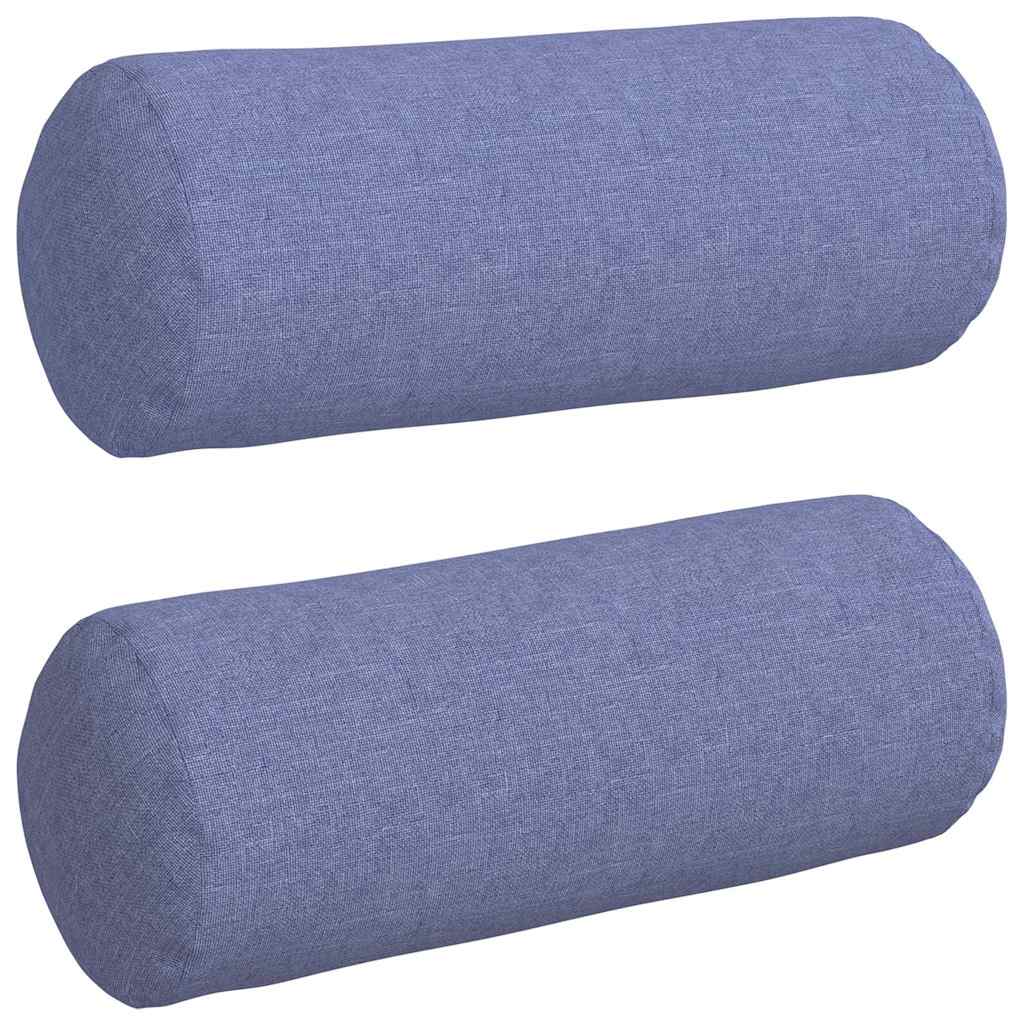 Bolster Pillows 2 pcs Jeans Blue Ø 15 x 40 cm Fabric
