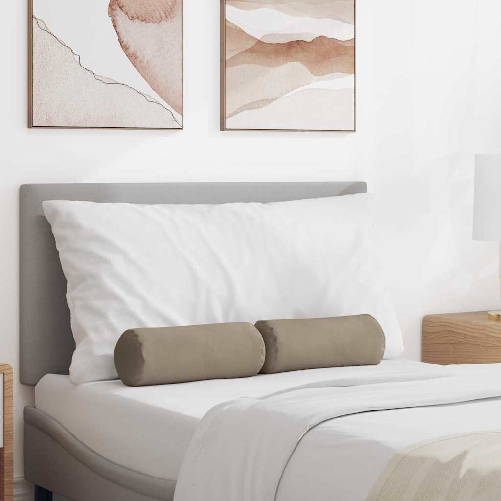 Bolster Pillows 2 pcs Taupe Ø 15 x 40 cm Microfibre Fabric