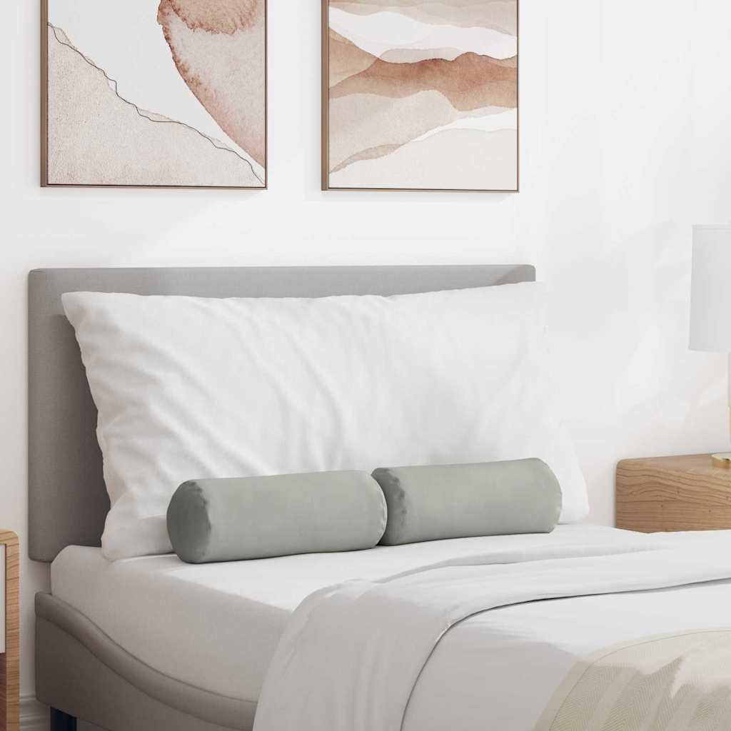 Bolster Pillows 2 pcs Light Grey Ø 15 x 40 cm Microfibre Fabric