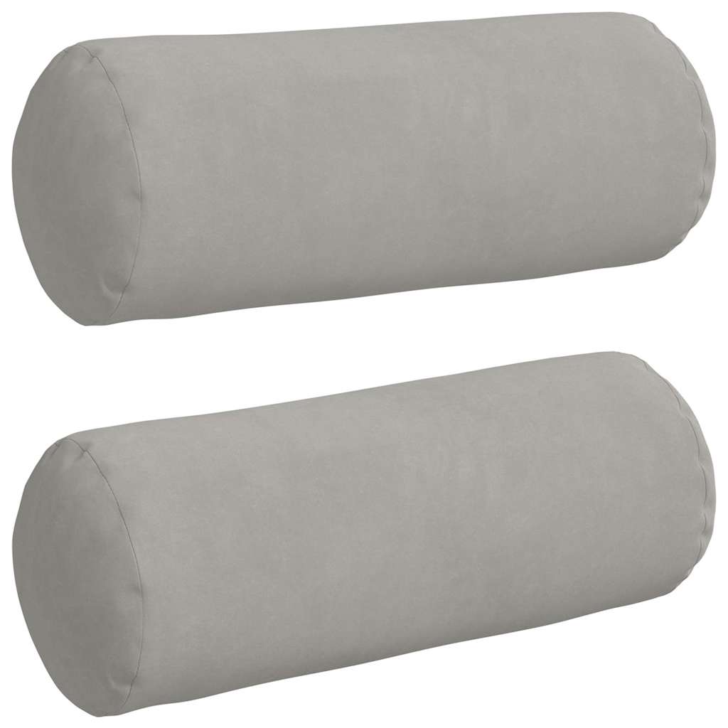 Bolster Pillows 2 pcs Light Grey Ø 15 x 40 cm Microfibre Fabric