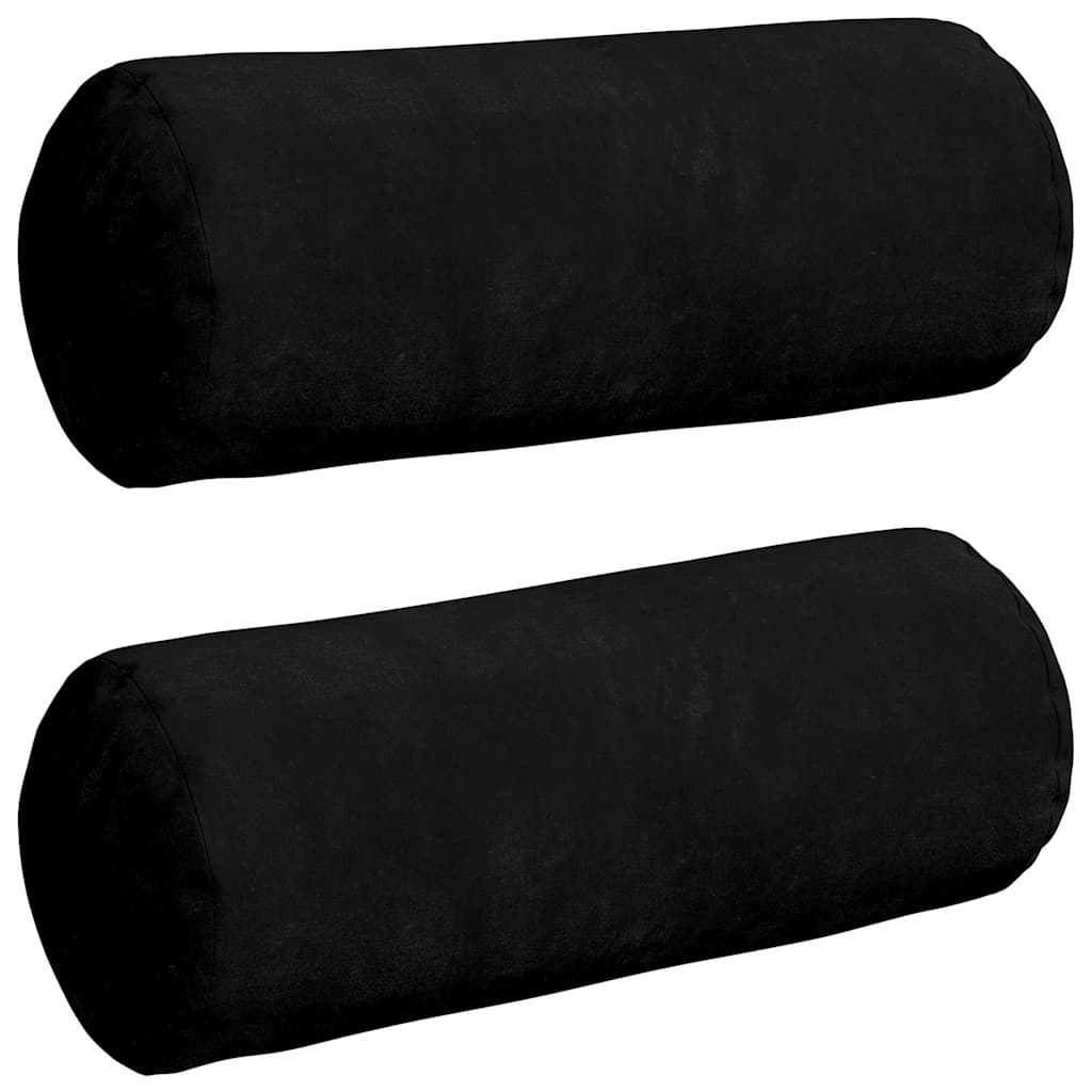 Bolster Pillows 2 pcs Black Ø 15 x 40 cm Microfibre Fabric