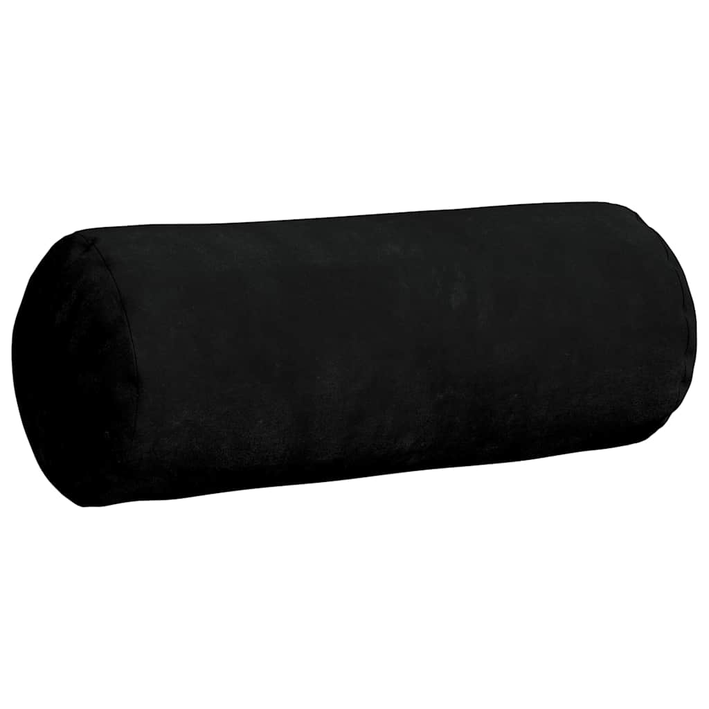 Bolster Pillows 2 pcs Black Ø 15 x 40 cm Microfibre Fabric