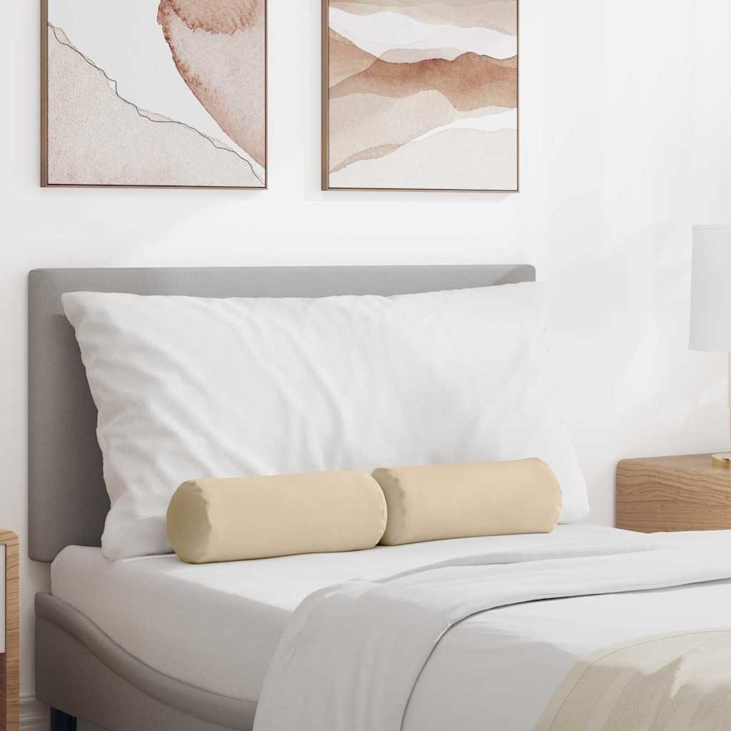 Bolster Pillows 2 pcs Cream Ø 15 x 40 cm Microfibre Fabric