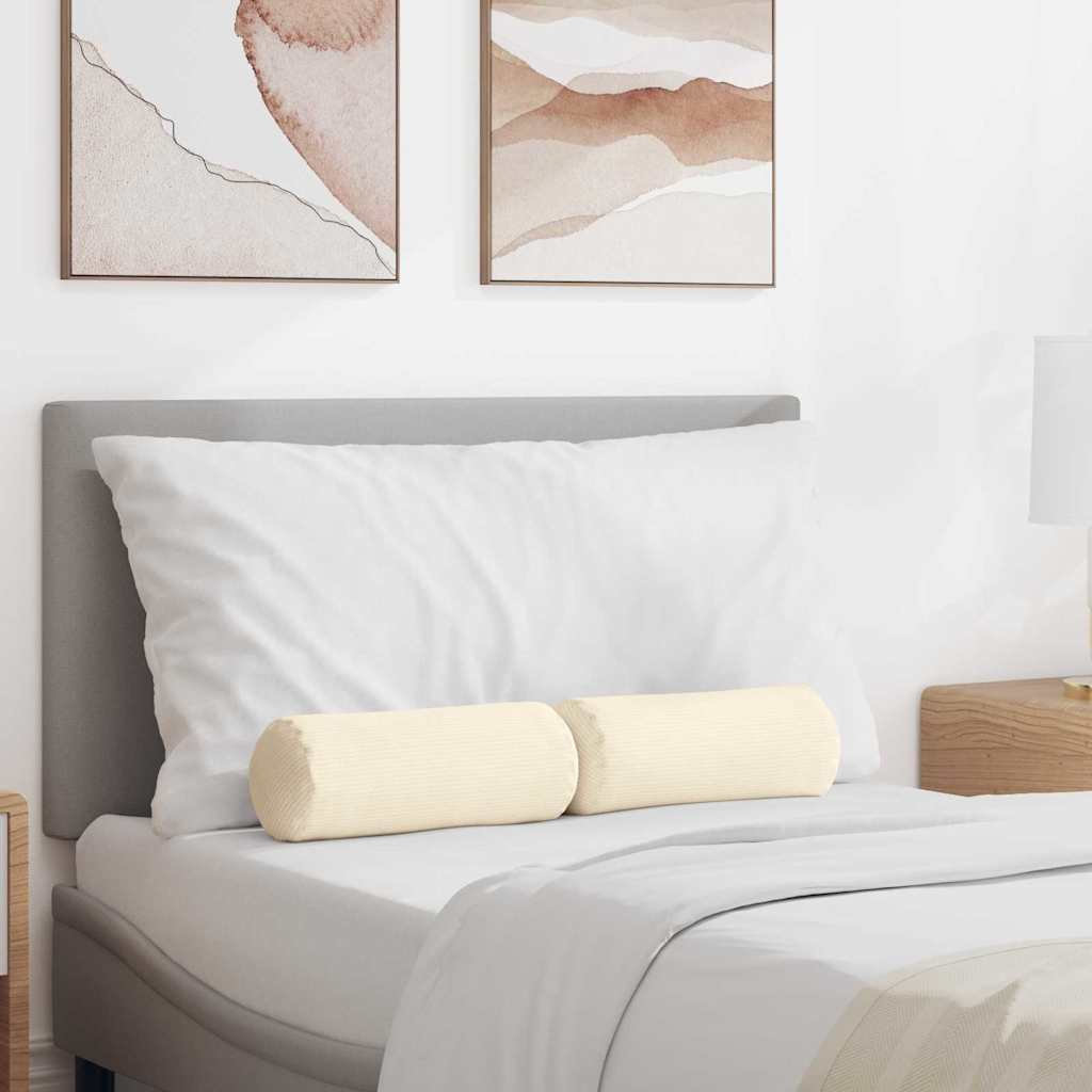 Bolster Pillows 2 pcs Cream Ø 15 x 40 cm Corduroy Fabric