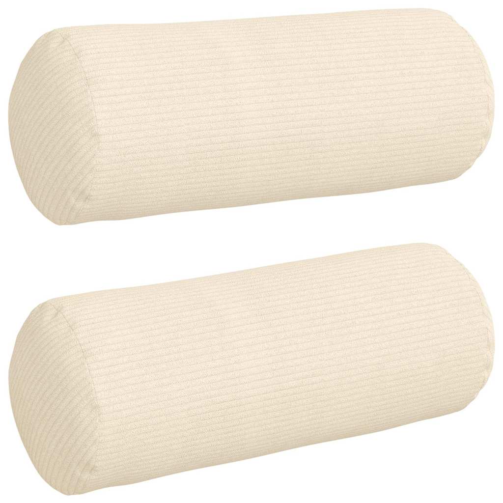 Bolster Pillows 2 pcs Cream Ø 15 x 40 cm Corduroy Fabric