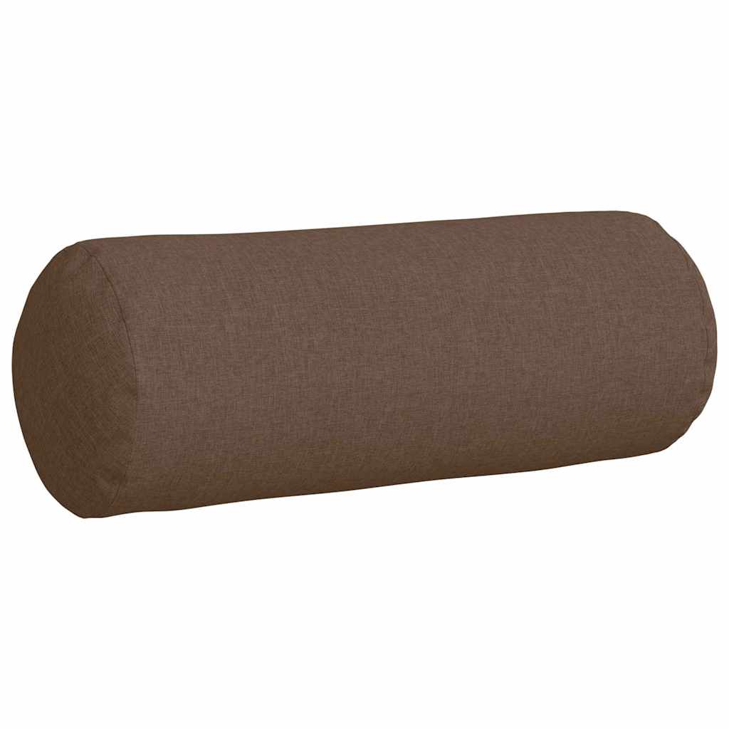 Bolster Pillows 2 pcs Brown Ø 25 x 70 cm Fabric