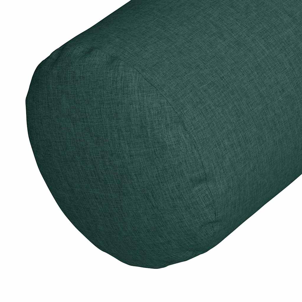 Bolster Pillows 2 pcs Dark Green Ø 25 x 70 cm Fabric