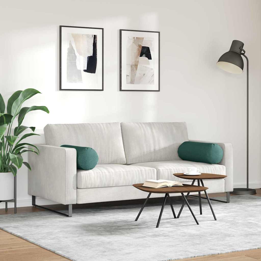 Bolster Pillows 2 pcs Dark Green Ø 25 x 70 cm Fabric