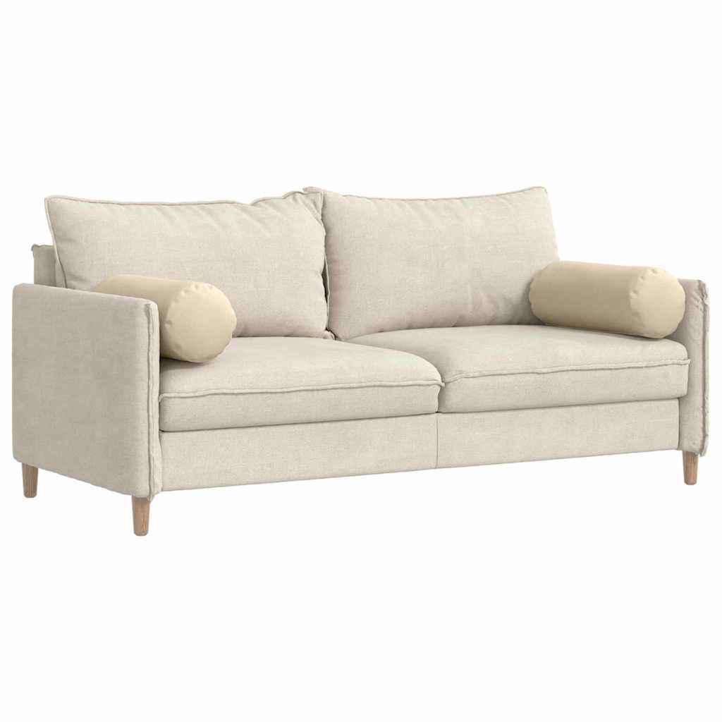 Bolster Pillows 2 pcs Cream Ø 25 x 70 cm Fabric