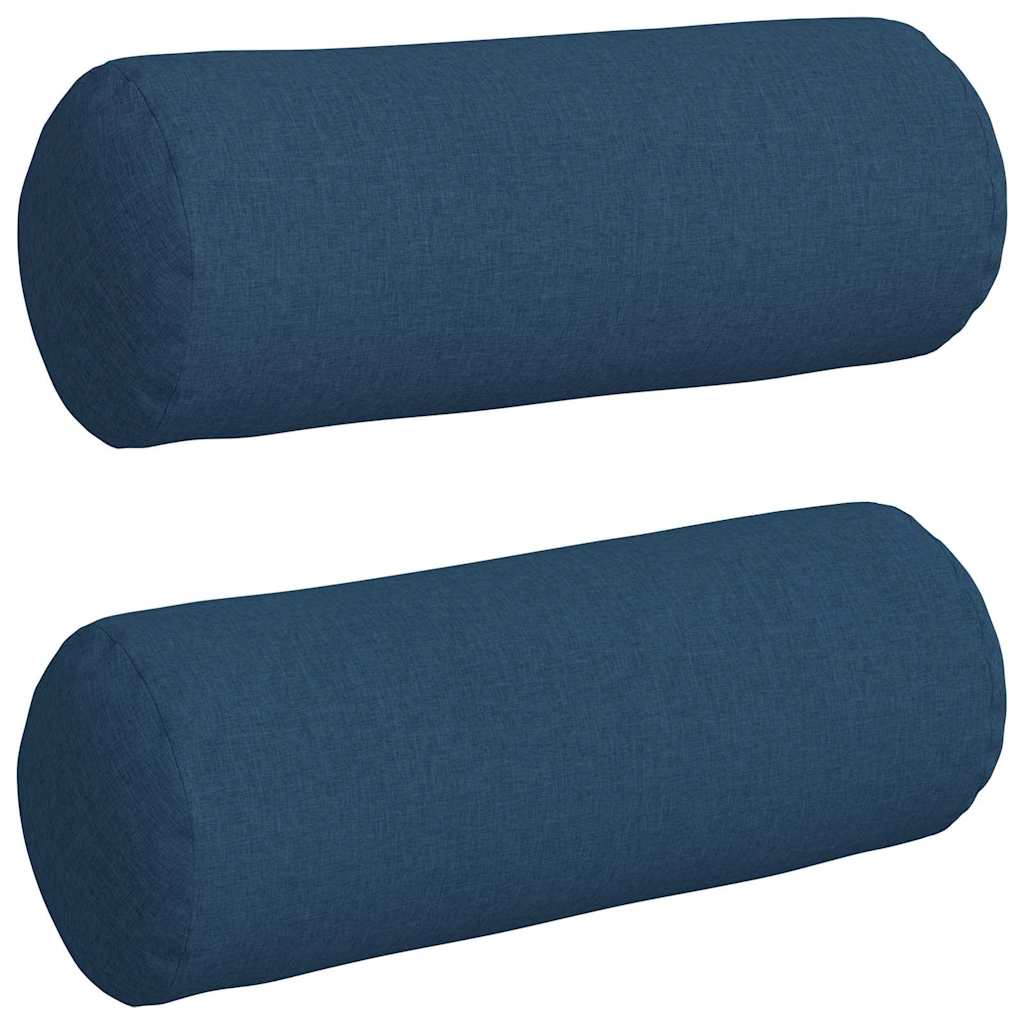 Bolster Pillows 2 pcs Blue Ø 25 x 70 cm Fabric