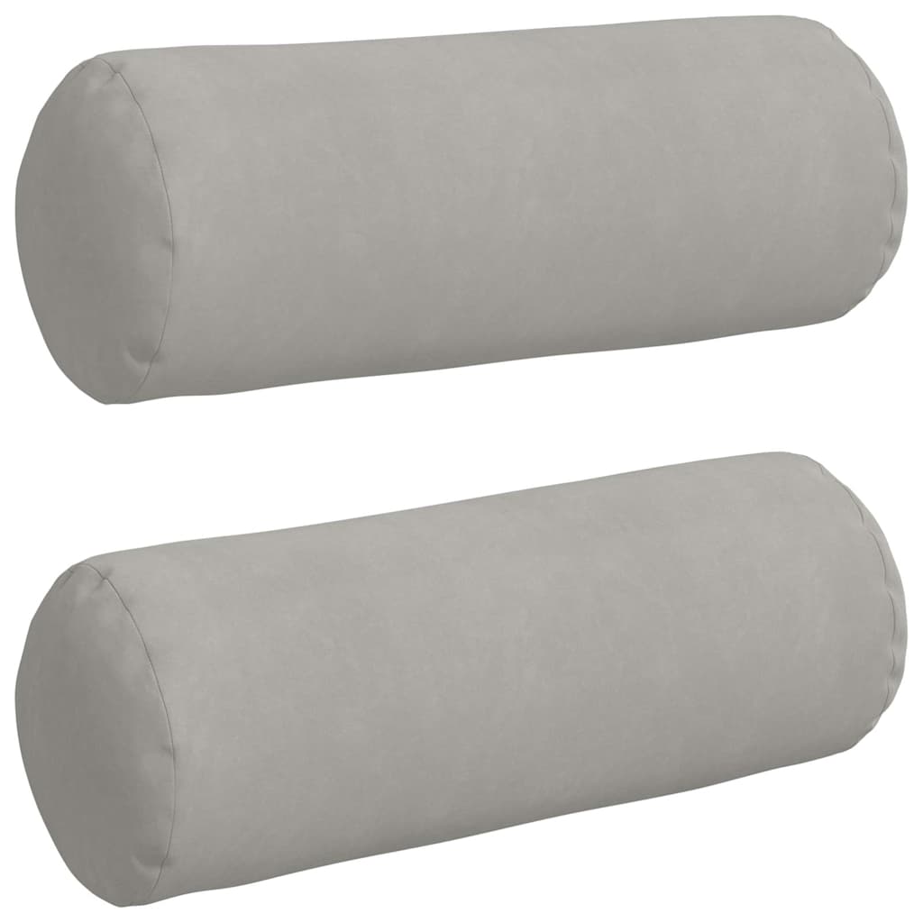 Bolster Pillows 2 pcs Light Grey Ø 25 x 70 cm Microfibre Fabric