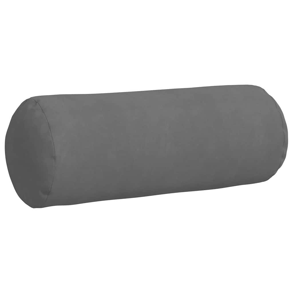 Bolster Pillows 2 pcs Dark Grey Ø 25 x 70 cm Microfibre Fabric