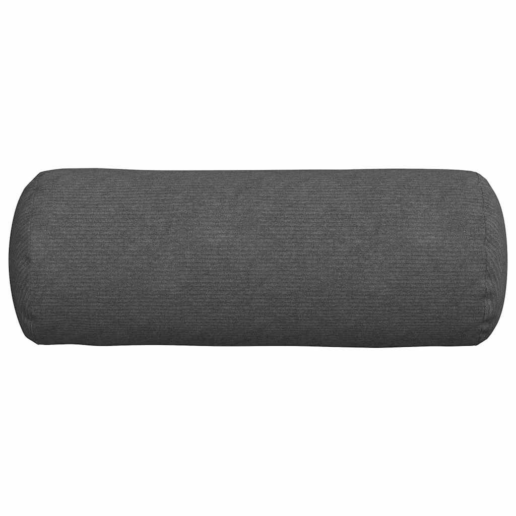 Bolster Pillows 2 pcs Dark Grey Ø 25 x 70 cm Corduroy Fabric