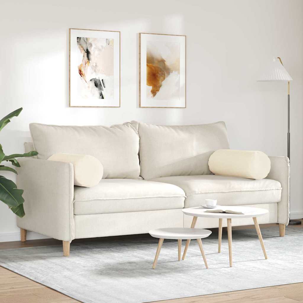 Bolster Pillows 2 pcs Cream Ø 25 x 70 cm Corduroy Fabric