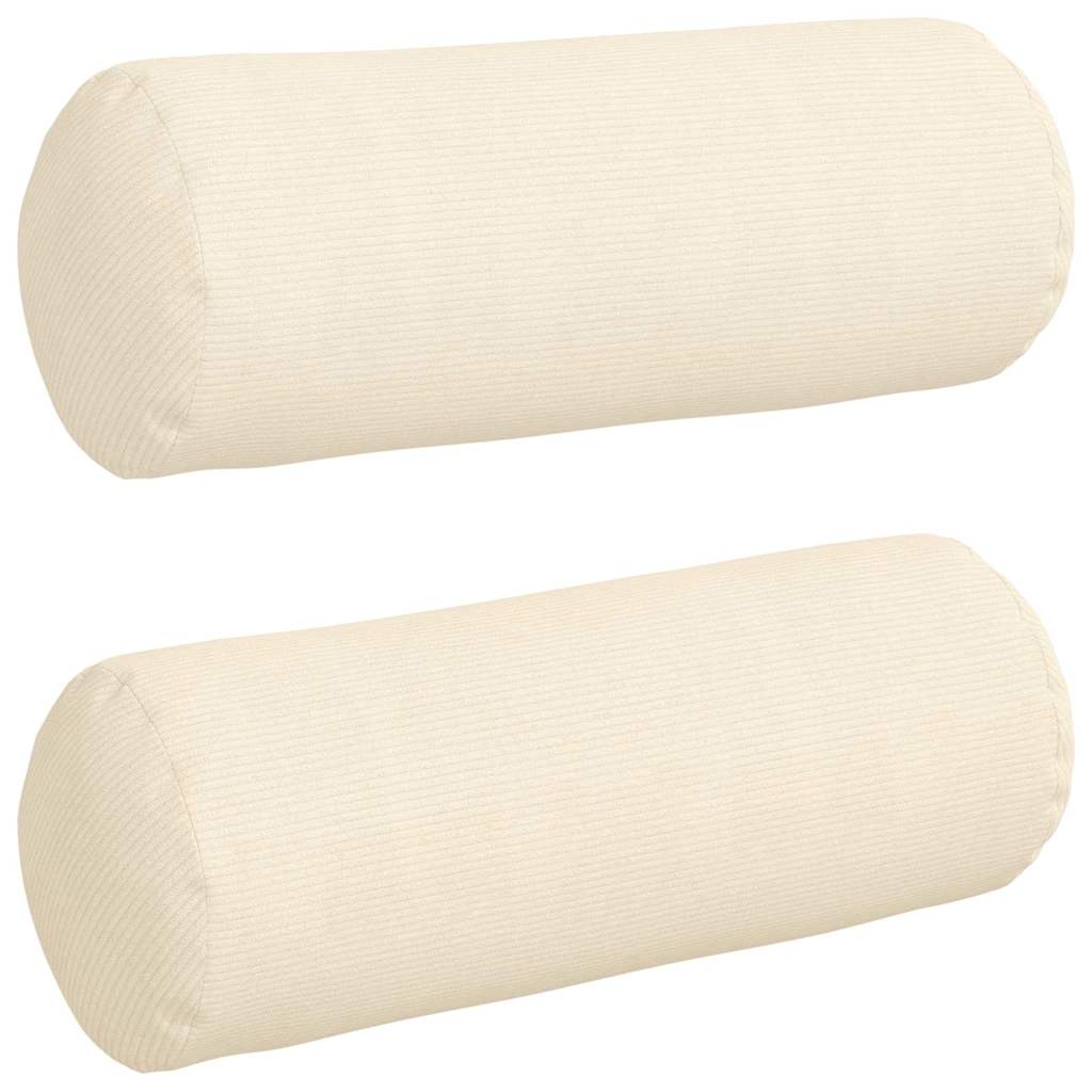 Bolster Pillows 2 pcs Cream Ø 25 x 70 cm Corduroy Fabric