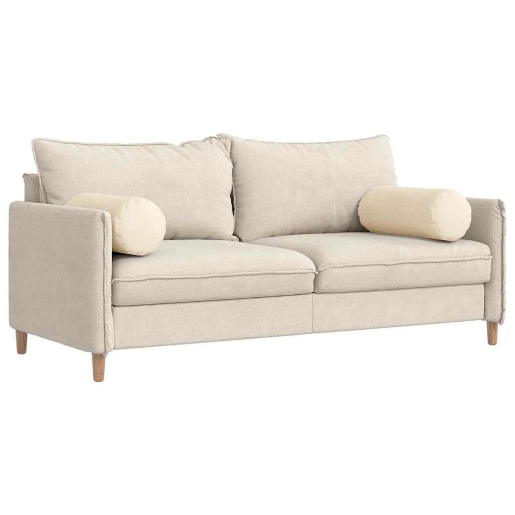 Bolster Pillows 2 pcs Cream Ø 25 x 70 cm Corduroy Fabric