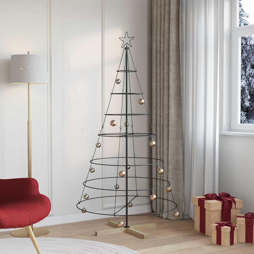 Christmas Cone Tree with Stand Black 180 cm Steel