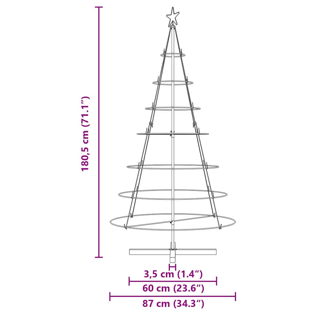 Christmas Cone Tree with Stand Black 180 cm Steel