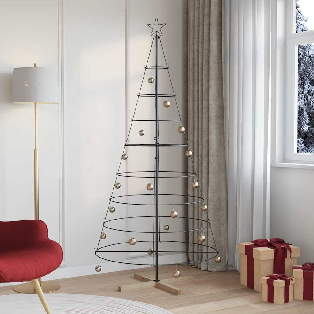 Christmas Cone Tree with Stand Black 210 cm Steel