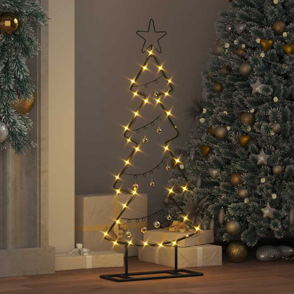 Metal Christmas Tree with Stand Black 90 cm Steel
