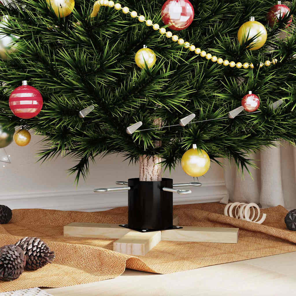 Christmas Tree Stand 1.73 Black 50 x 50 x 16 cm Solid Pine Wood