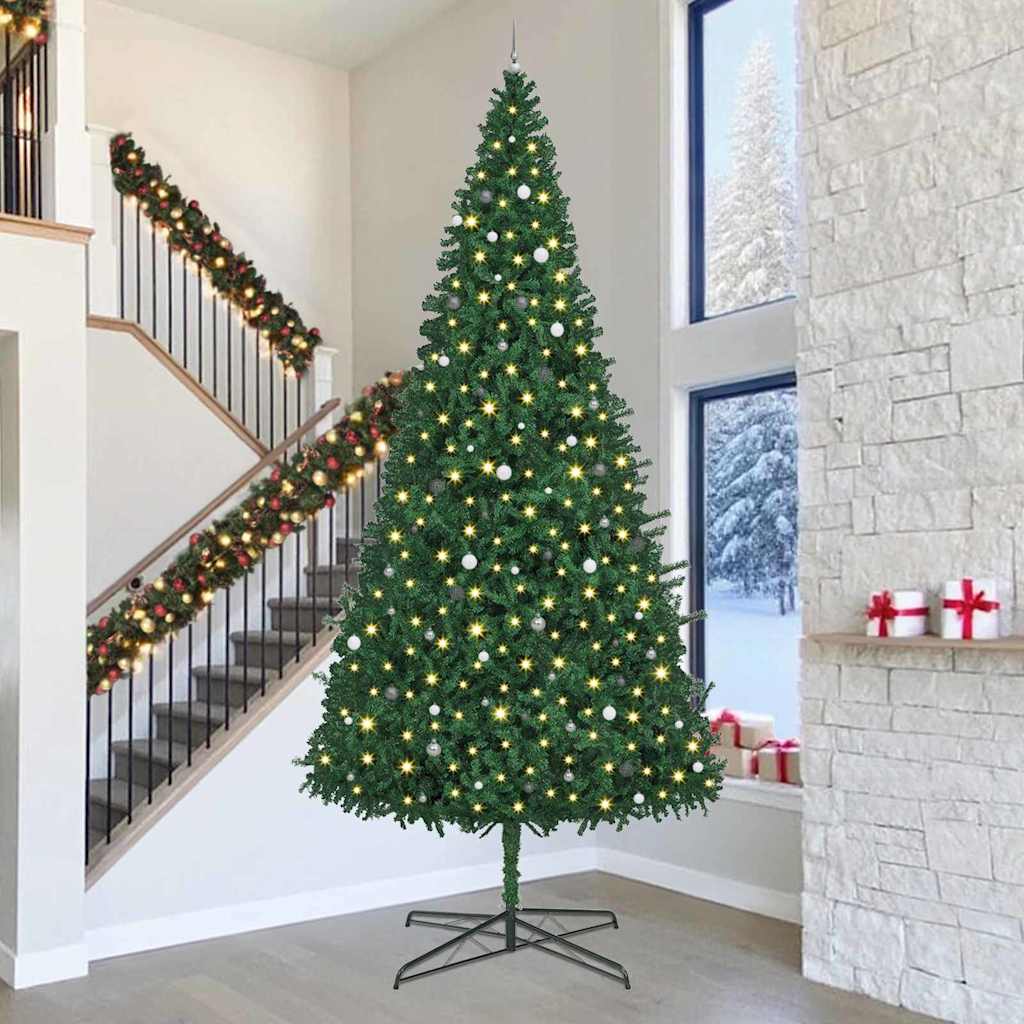 Christmas Tree with Decorative String Lights Green 400 cm PVC