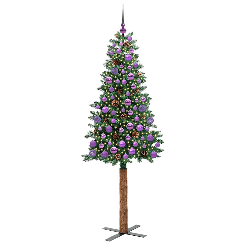 Slim Christmas Tree Green 180 cm PVC and Solid Pine wood