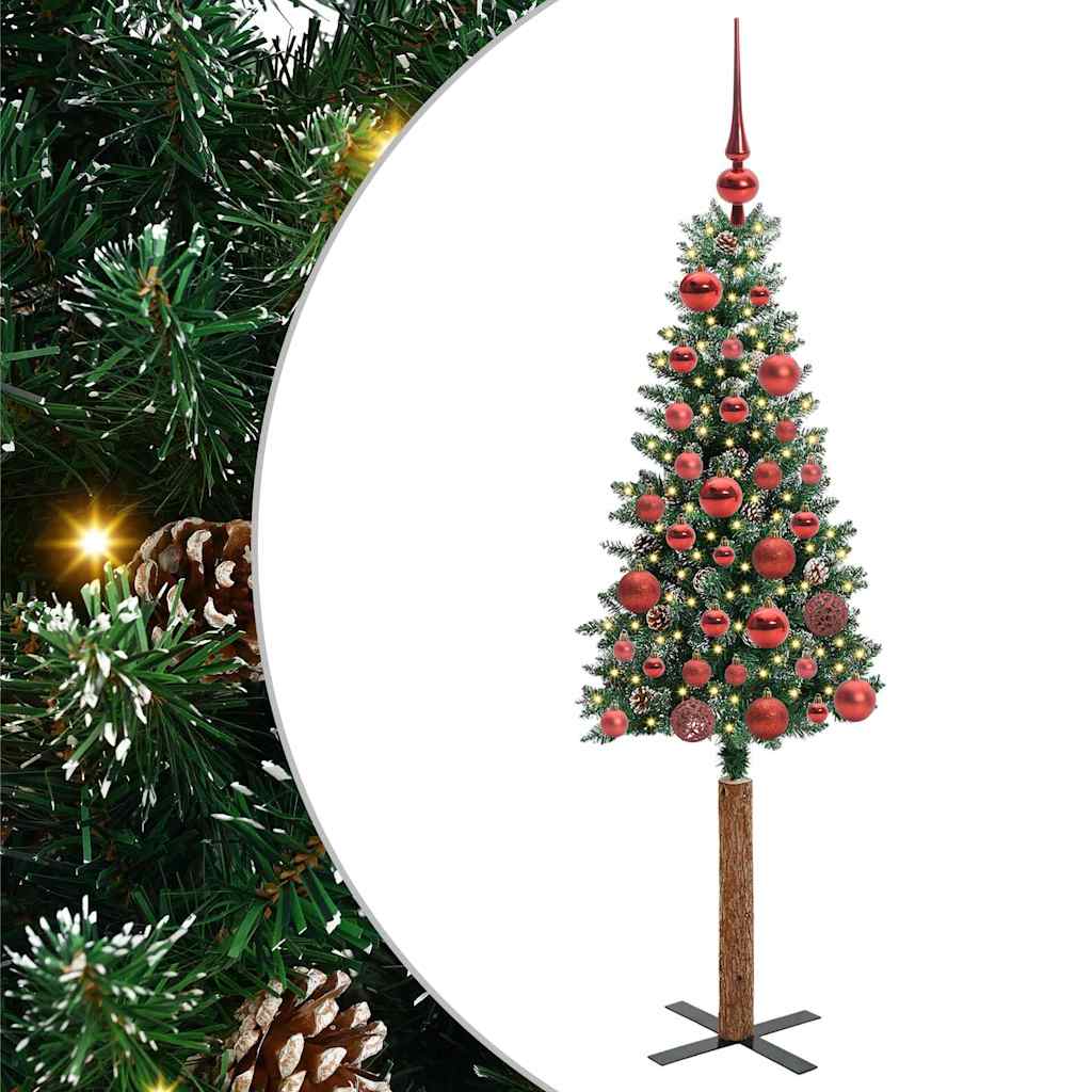 Slim Christmas Tree with 150 LEDs Green and White 150 cm