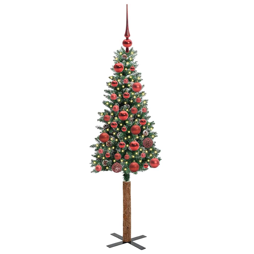 Slim Christmas Tree with 150 LEDs Green and White 150 cm
