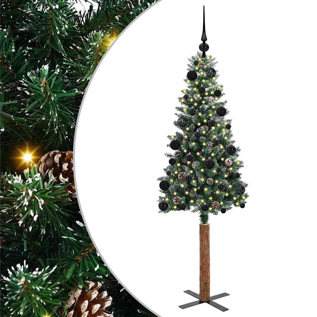 Slim Christmas Tree with 150 LEDs Green and White 150 cm