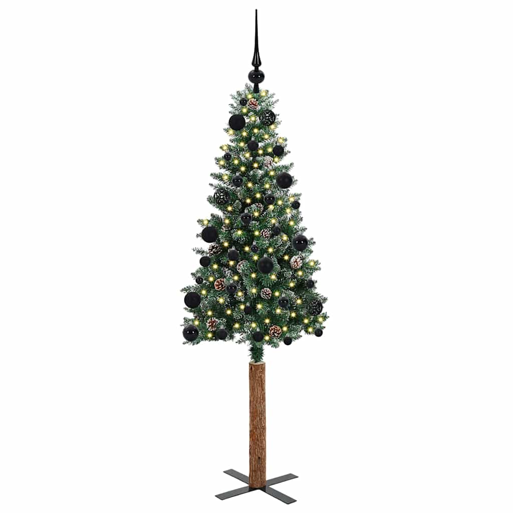 Slim Christmas Tree with 150 LEDs Green and White 150 cm