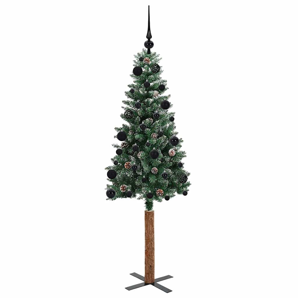 Slim Christmas Tree with 150 LEDs Green and White 150 cm