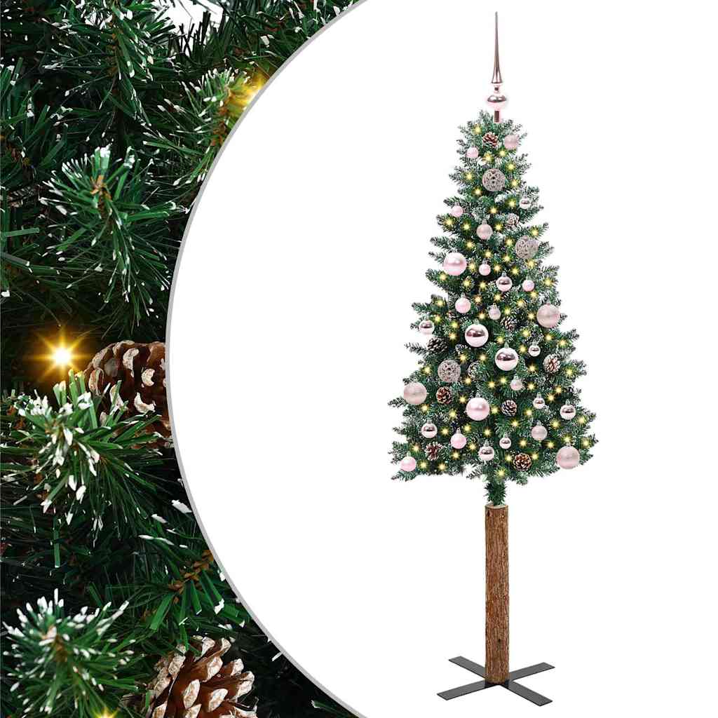 Slim Christmas Tree with 150 LEDs Green and White 150 cm