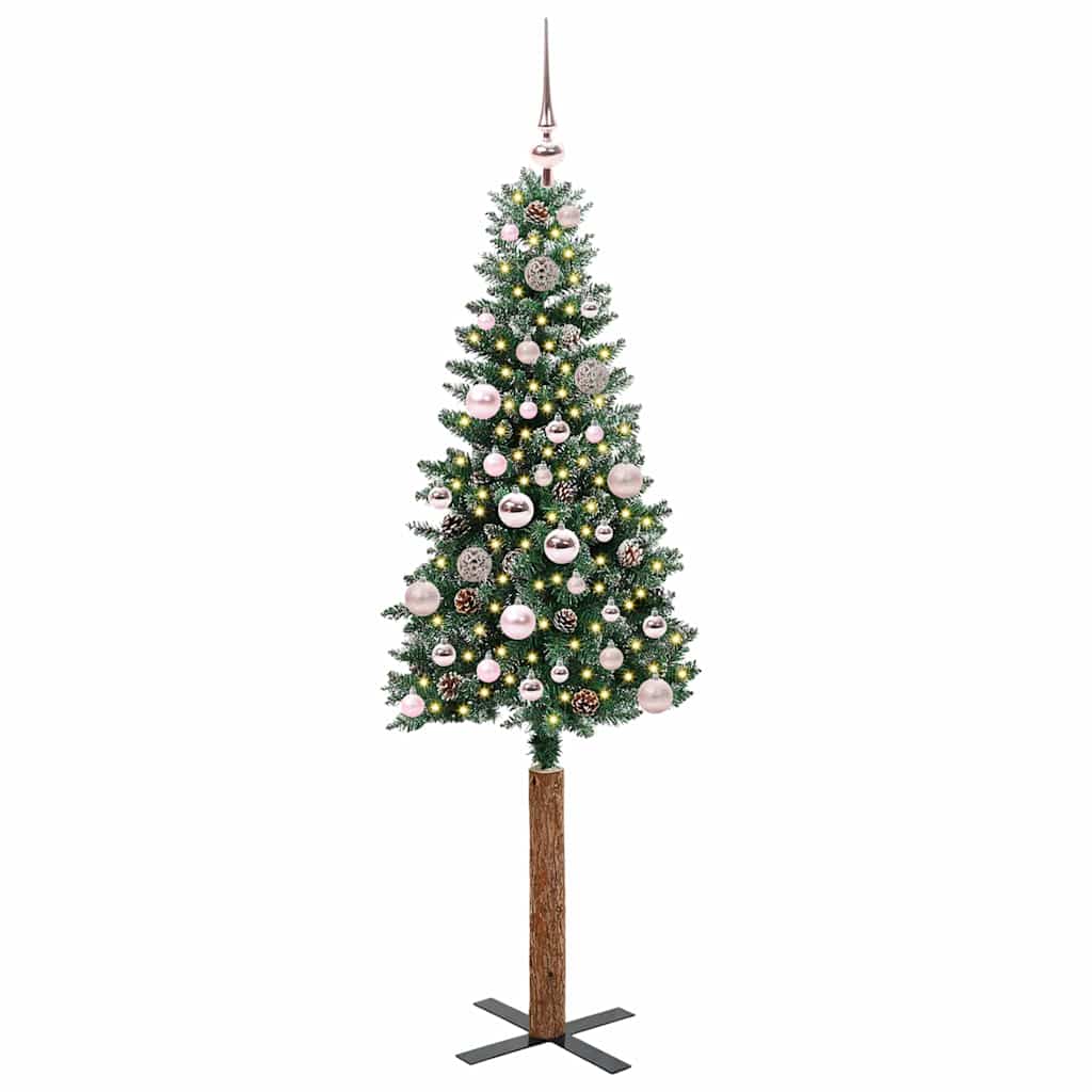 Slim Christmas Tree with 150 LEDs Green and White 150 cm