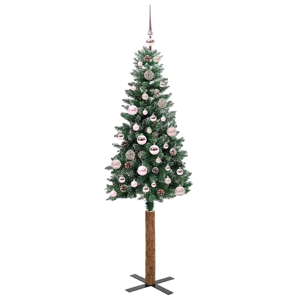 Slim Christmas Tree with 150 LEDs Green and White 150 cm