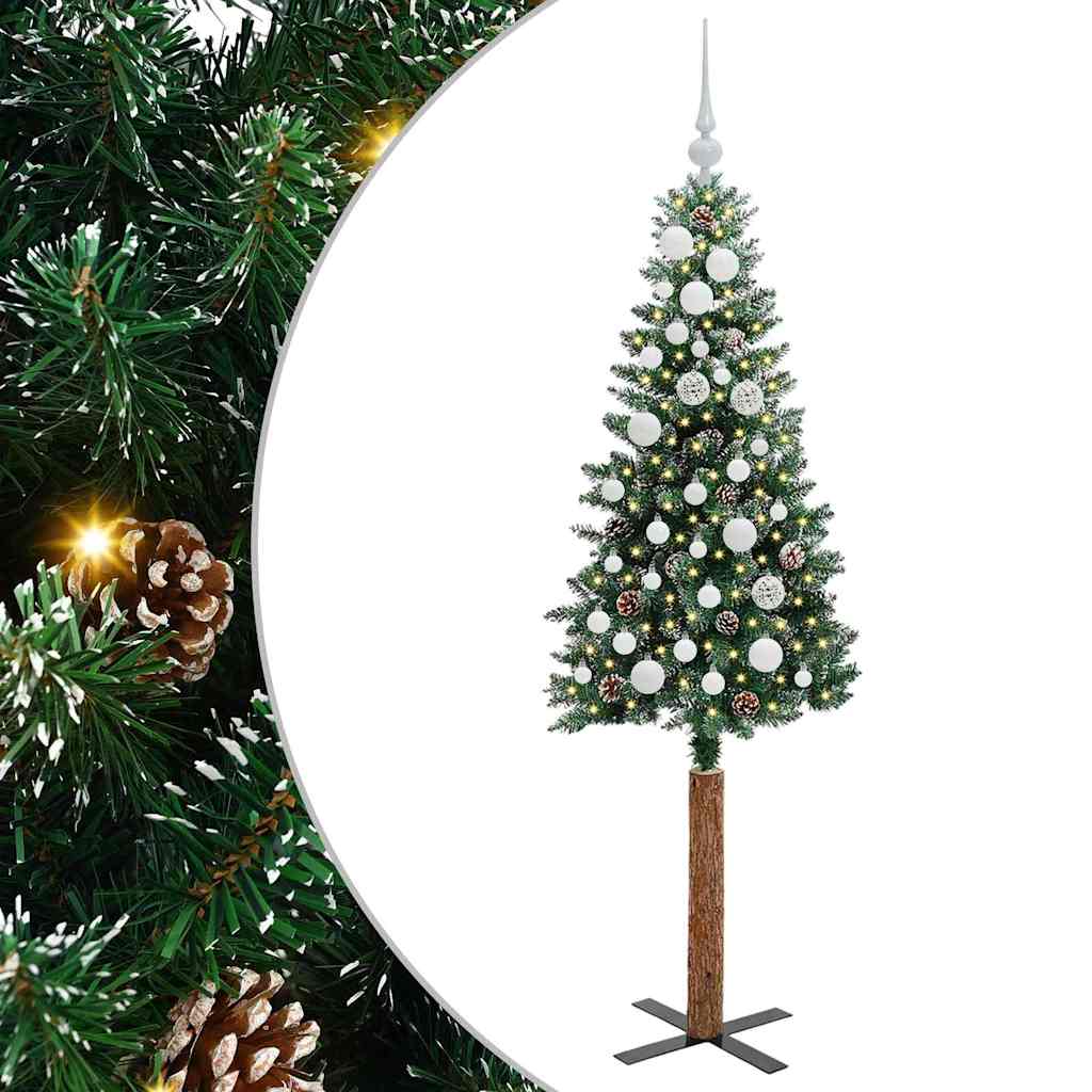 Slim Christmas Tree with 150 LEDs Green and White 150 cm
